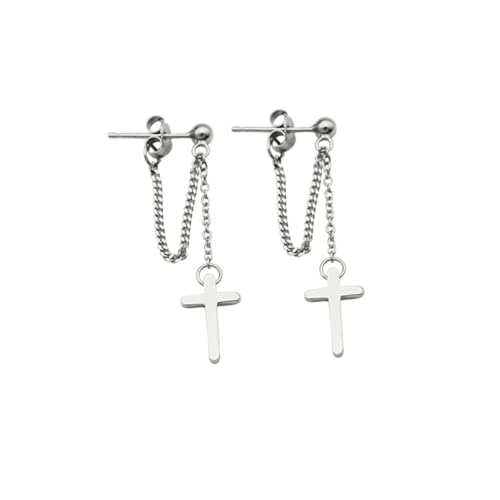 IMIKEYA Ohrclips aus Silber mit Kreuz Tassel Design Damen Ohrringe Allergiefreie für Party Hochzeit Sommerpicknick und Besondere Anlässe von IMIKEYA
