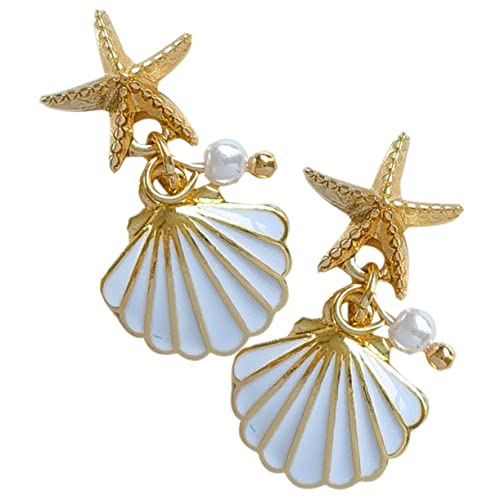 IMIKEYA Muschelohrringe Für Damen Perlenohrringe Baumelnd Muschelanhänger Ohrringe Modeschmuck Ohrringe Damenohrringe Mit Perlen Baumelnde Für Damen von IMIKEYA