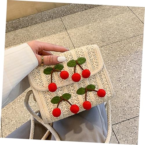 IMIKEYA PU Kunstleder Kirsche Schultertasche Damen Crossbody Umhängetasche mit Charm Kleine Shell Clutch für Alltag Reisen Shopping Handtasche und Kosmetiktasche in Rosa von IMIKEYA