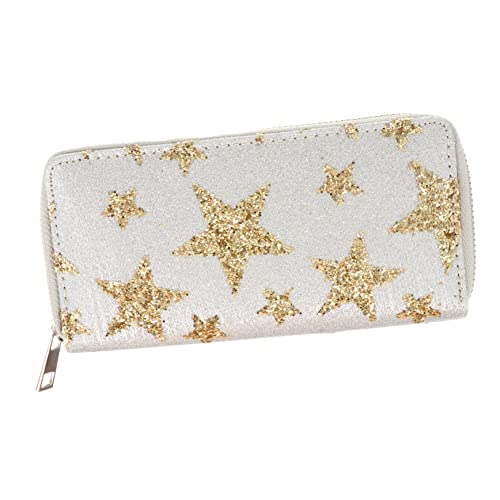 IMIKEYA PU Leder Geldbörse Damen Langformat mit Sternenprägung Reißverschluss Clutch Portemonnaie Leichte Weiche Handtasche für Party Shopping Reisen Große Kapazität Modisch und Praktisch von IMIKEYA