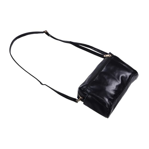 IMIKEYA PU Mini Crossbody Tasche Damen Kleine Schultertasche Verstellbarer Gurt Leicht Tragbar Stilvolle Handtasche für Alltag Reise Strand Schwarz von IMIKEYA