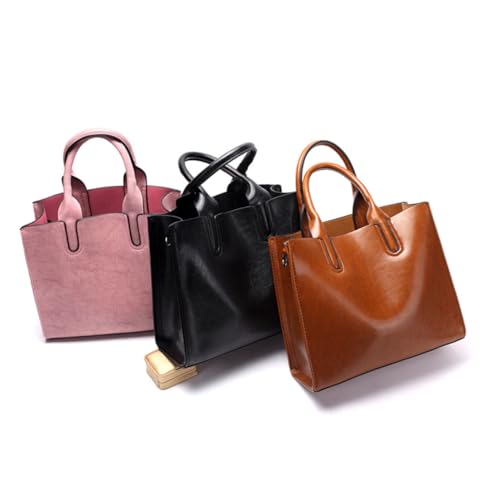 IMIKEYA PU Schultertasche Damen Elegant Retro Tote Bag Handtasche Schwarz Große Kapazität Alltag Shopping von IMIKEYA