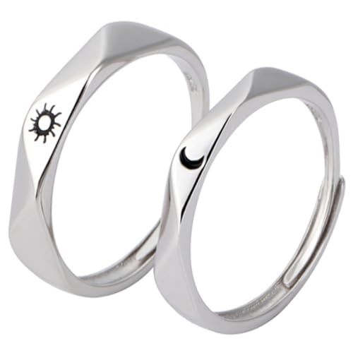 IMIKEYA Pärchenringe Mondmotiv Verlobungsringe Damen Herren Partner Ringe Matching Ringe für Symbolische Liebesringe Geschenkset Alltagsschmuck Komfortabel von IMIKEYA