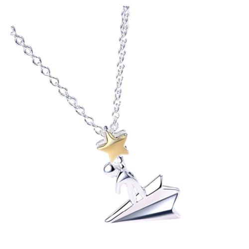 IMIKEYA Papierflugzeug Halskette für Damen Minimalistische Kette mit Star Design Perfektes für Frauen und Mädchen zu Anlässen Wie Geburtstag Hochzeit oder Valentinstag von IMIKEYA