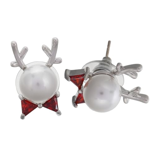 IMIKEYA Pearl Hirschgeweih Ohrstecker Damen Weihnachtsohrringe Elegant Waldstil Schmuck Festliche Party Accessoires Winter Ohrschmuck von IMIKEYA