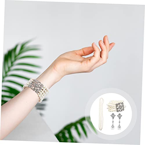 IMIKEYA Perlen Schmuckset Damen Teilig mit Faux Perlen Ohrringe Halskette Armband Elegantes Modeschmuck Set für Hochzeit Party und Besondere Anlässe Stilvoll und Komfortabel zu Tragen von IMIKEYA