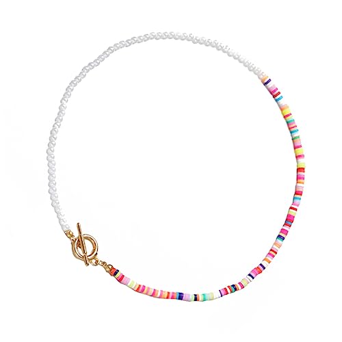 IMIKEYA Perlenkette Damen Einfache Clavikulkette Stilvolles und Elegantes Schmuckstück für Frauen und Mädchen Ergänzung für Outfit für Layering und Besondere Anlässe von IMIKEYA