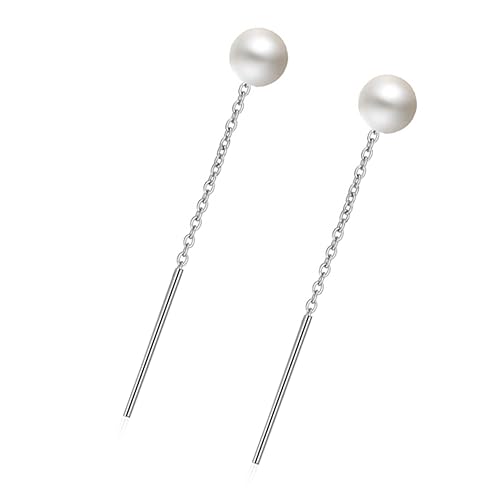 IMIKEYA Perlenohrringe Damen Ohrstecker mit Weißen Perlen Modischer Leichter Schmuck Kupferbeschichtetem Weißgold Elegantes für Frauen Geeignet für Party und Alltag von IMIKEYA