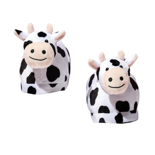 IMIKEYA Plüsch Hausschuhe Damen und Herren Warme Baumwollhausschuhe mit Niedlichem Kuh design Rutschfest und Komfortabel Kuschelige Winter fußbekleidung für Zuhause von IMIKEYA