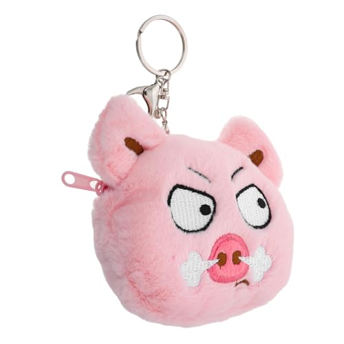 IMIKEYA Plüsch Portemonnaie Mädchen Kleine Münzgeldbörse mit Reißverschluss Weicher Piggy Geldbeutel Rosa Schwein Form Kosmetiktasche für Lippenstift und Kleinteile von IMIKEYA