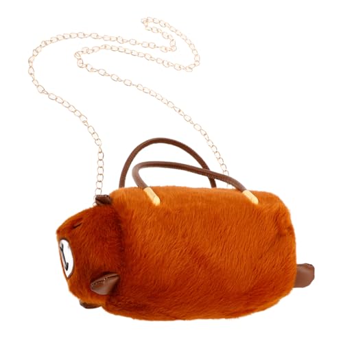 IMIKEYA Plüsch Schultertasche Damen Flauschige Umhängetasche mit Kettenriemen Weiche Kuschelige Handtasche Tiermotiv Design Mode Accessoire Praktisch Verstellbarer Gurt Geschenkidee von IMIKEYA