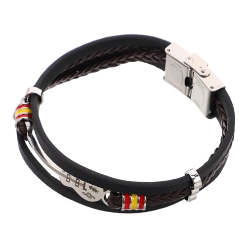 IMIKEYA Punk Style Herren Armband Mehrlagig Geflochtenes PU Lederarmband mit Gitarrenanhänger Verstellbar Robustes Rocker Schmuck für Konzerte Partys Freund von IMIKEYA