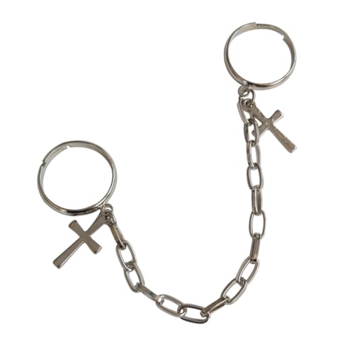 IMIKEYA Punk Style Ring mit Doppelkreuz Design Modischer Silberner Schmuckring Feiner Finger Accessoire für Festival Alltag Party und Performance von IMIKEYA