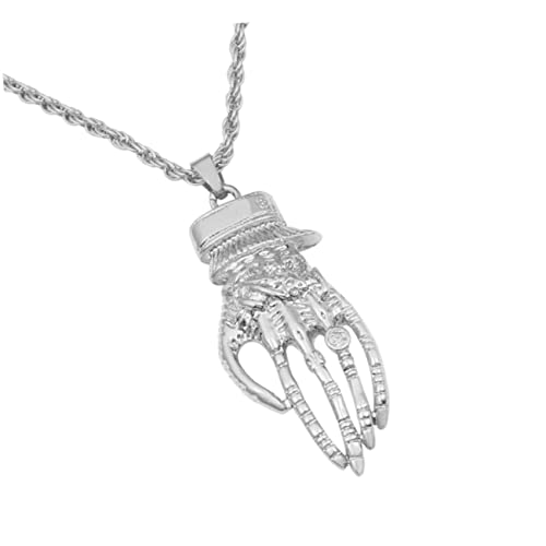 IMIKEYA Punk Style Skull Hand Halskette Herren Silberne Sweater Chain Langlebiger Schmuck für Männer Einzigartiges Design Vielseitig für Alltag und Besondere Anlässe von IMIKEYA