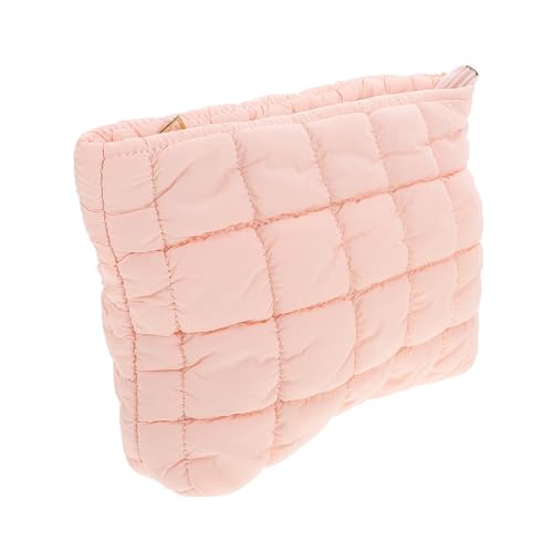IMIKEYA Quilted Makeup Bag Kleine Kosmetiktasche Leicht Elegant Clutch für Reisen und Alltag Damen Tragbar Modisch Rosa von IMIKEYA