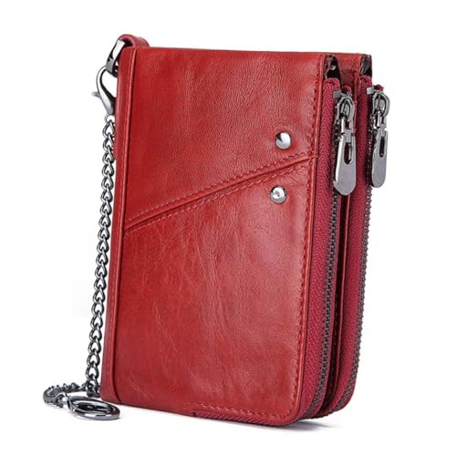 IMIKEYA RFID geschützte Herren Geldbörse aus echtem Material Rotes Dünnes Portemonnaie mit Münzfach Multifunktionaler Kreditkartenhalter Schlankes und Sicheres Herren Coin Purse für von IMIKEYA