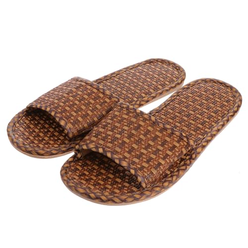 IMIKEYA Rattan Hausschuhe Damen und Herren Sommerpantoffeln Rutschfest Bequeme Frühling Slipper für Zuhause mit Atmungsaktivem Natürlichem Bastmaterial und Fußmassageeffekt von IMIKEYA