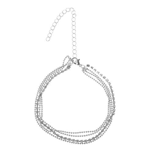 IMIKEYA Reihiges Metall Fußkettchen mit Kristallstrass Verstellbares Silbernes Damen Armband Modischer Schmuck für Party und Alltag Langlebige Legierung Angenehm Tragbar von IMIKEYA