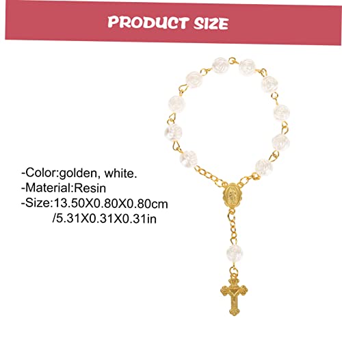 IMIKEYA Religiöses Rosenkranz Armband mit Rosenperlen und Kreuzanhänger Handgefertigtes Gebetskette Armband für Männer und Frauen Pilger Tragbar und Langlebig von IMIKEYA