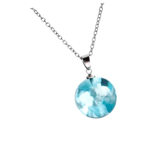 IMIKEYA Resin Halskette mit Kugelanhänger für Damen Eleganter Schmuck Blau für Besondere Anlässe für Geburtstage Hochzeiten und Valentinstag von IMIKEYA