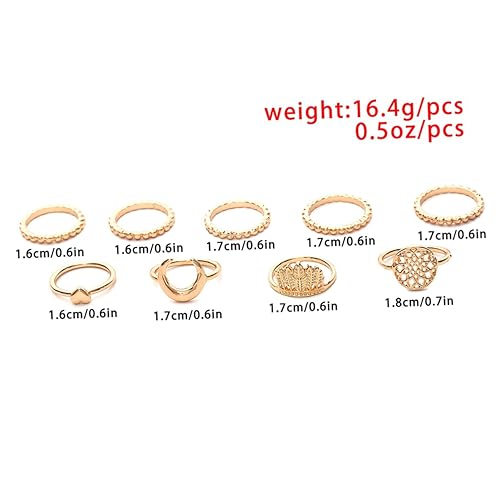 IMIKEYA Retro Ethnischer Damenring Teilig Herz Mond Design Goldfarben Vintage Schmuck für Geburtstag Hochzeit von IMIKEYA