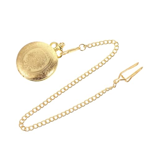 IMIKEYA Retro Taschenuhr Aus Legierung Mit Kette Goldfarben Quarzuhr Für Herren Damen Modisches Accessoire Für Kleidung von IMIKEYA