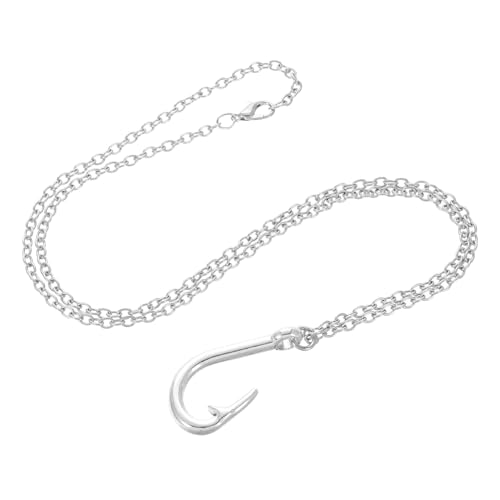 IMIKEYA Retro Vintage Halskette Damen mit Großem Fischhaken Anhänger Langlebiger Legierungs schmuck Auffälliges Streetwear Accessoire für Angler und Modebegeisterte Unisex Statement von IMIKEYA