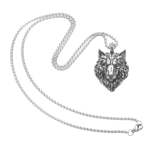 IMIKEYA Retro Wolf Head Halskette Unisex Anhänger Leicht Robust Vintage Design für Damen und Herren Alltag Besondere Anlässe Nicht Verblassend Kette von IMIKEYA