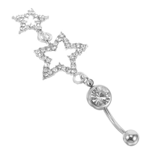 IMIKEYA Rhinestone Bauchnabelring für Damen Funkelnder Hängender Stern Nabelpiercing Schmuck für Alltag und Besondere Anlässe Komfortable Elegantes Design Vielseitig Kombinierbar von IMIKEYA