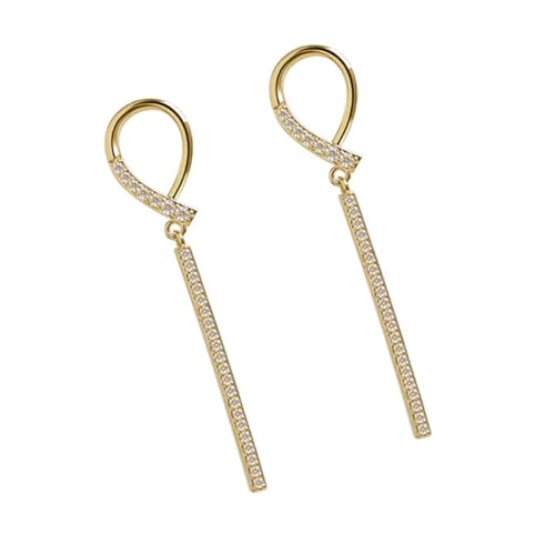 IMIKEYA Rhinestone Besetzte Lange Geometrische Ohrstecker Damen Schmuck Modisch Leicht Silberfarben Eleganter Ohrschmuck für Alltag und von IMIKEYA