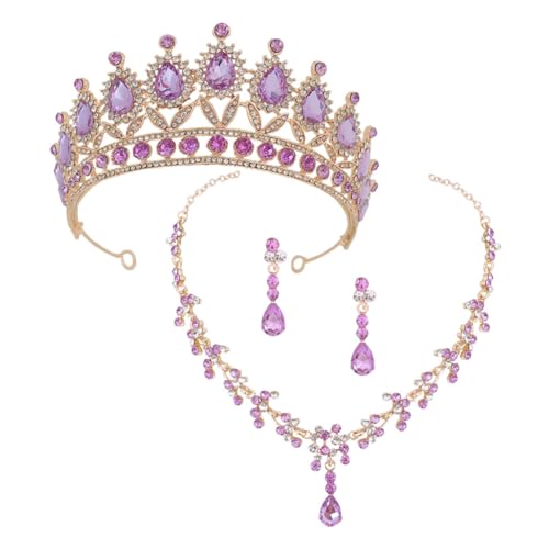 IMIKEYA Rhinestone Kristallkrone Brautschmuck mit Ohrringen und Halskette Leichtes Komfortables Schmuckset für Hochzeit Geburtstag Ball und Festliche Anlässe Prinzessin Stirnband von IMIKEYA