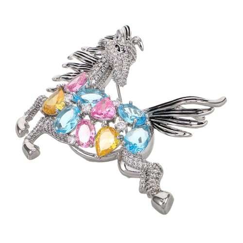 IMIKEYA Rhinestone Pferdebrosche Damen Herren Bunte Kristallverzierung Eleganter Ansteckpin Vielseitiges Modeaccessoire für Anzüge Mäntel Pullover und Festliche Anlässe Langlebig von IMIKEYA