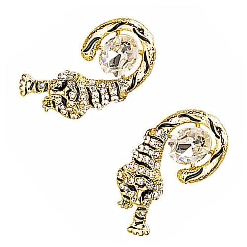 IMIKEYA Rhinestone Tiger Ohrstecker für Damen Modische Alloy Ohrhänger mit Funkelnden Strasssteinen Ausgefallene Ear Decors als für Freundinnen Vielseitig Kombinierbar zu Kleidern und von IMIKEYA