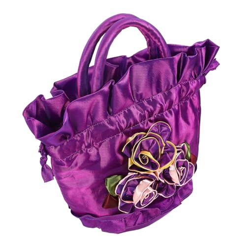 IMIKEYA Romantische Damen Handtasche Blumen Design Handgefertigte Abendtasche mit Kordelzug für Hochzeit Party Prom Stilvolle Organizer Tasche für Formelle Anlässe und Alltag von IMIKEYA