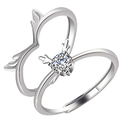 IMIKEYA Romantische Geweih Paarring Verlobungsringe für Männer und Frauen Verstellbare Offene Couple Finger Ringe als Valentinstags Schmuckaccessoires für Besondere von IMIKEYA