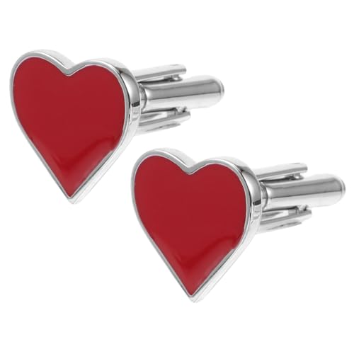 IMIKEYA Romantische Rote Herzmanschettenknöpfe für Hochzeiten Formelle Kleidung Anzugaccessoires für Männer Herzförmige Manschettenknöpfe für Valentinstag und Besondere Anlässe von IMIKEYA