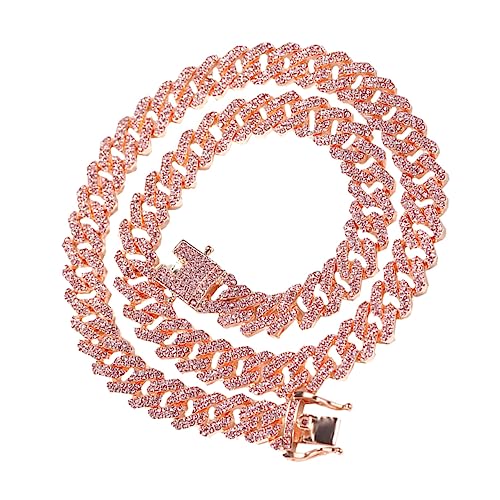 IMIKEYA Rosa Gold Alloy Herren Kette mit Funkelnden Strasssteinen Punkstyle Link Halskette Stylische Männerkette für Hip Hop Fans und Tänzer von IMIKEYA