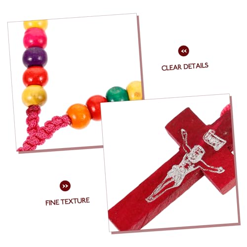 IMIKEYA Rosarienkette aus Bunten Holzperlen mit Kreuzanhänger Handgefertigte Gebetskette für Damen und Herren Leichte Kreuzkette Damen Modisches Schmuckstück für Alltag und Besondere IMIKEYA Rosarienkette aus Bunten Holzperlen mit Kreuzanhänger Handgefertigte Gebetskette für Damen und Herren Leichte Kreuzkette Damen Modisches Schmuckstück für Alltag und Besondere von IMIKEYA