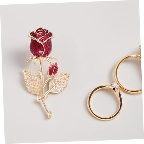 IMIKEYA Rote Rosenbrosche mit Funkelnden Strasssteinen Blumen Anstecknadel für Damen Vielseitiger Schmuck für Kleidung Kleider und Mäntel Brosche für Festliche Anlässe von IMIKEYA