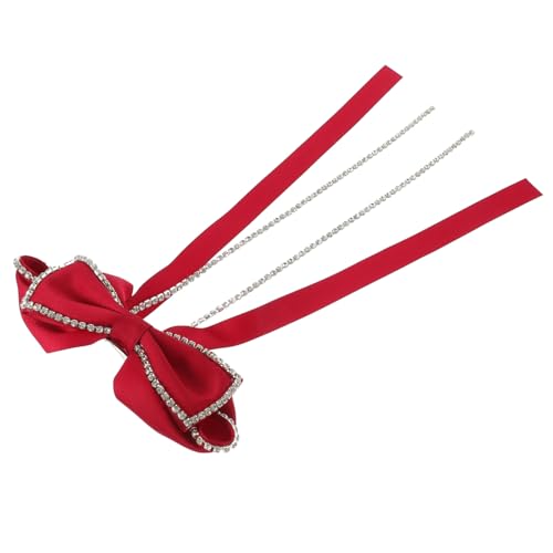 IMIKEYA Roter Strass Haarklammer mit Großer Schleife Lange Quaste Samtiger Damen Haarclip Langlebiges Haar Accessoire für Dickes Haar Geeignet für Geburtstag Hochzeit Party und Alltag von IMIKEYA