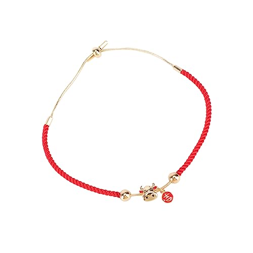 IMIKEYA Rotes Geflochtenes Armband mit Langlebiges Glücksarmband mit Kuh Anhänger Verstellbares Handgelenkschmuck für Neujahrsfest und Alltag von IMIKEYA