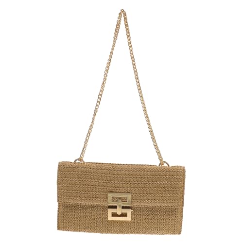 IMIKEYA Rustikale Damen Clutch Tasche mit Kettenriemen Kleine Geflochtene Umhängetasche für Strand Alltag und Party Leicht und Vielseitig Crossbody Geldbörse mit Mehreren Fächern von IMIKEYA