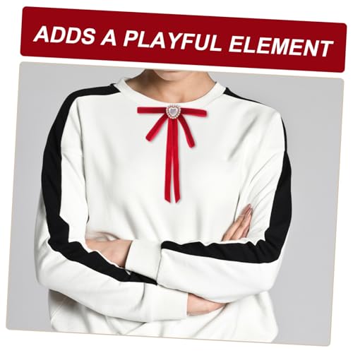 IMIKEYA Samtbrosche mit Herz Perle Schleifen Anstecknadel für Damen Weiches Samtmaterial Modischer Kragen Schmuck Vielseitig für Alltag Party Hochzeit Rotweinrot von IMIKEYA