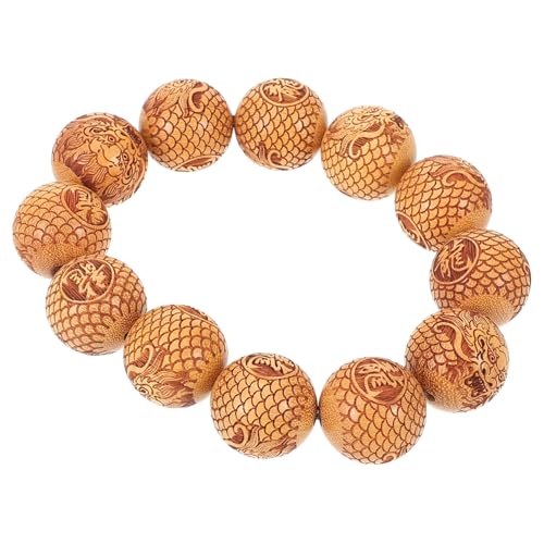 IMIKEYA Sandelholz Perlenarmband Unisex Schmuck Armband Mit Kunstvollen Gravuren Für Stilvolle Anlässe Und Jeden Tag von IMIKEYA