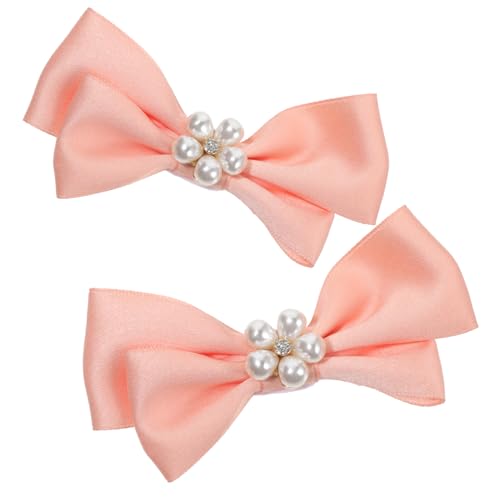 IMIKEYA Schleifen Perlen Schuhclips Hochzeits Schuhdeko Abnehmbare Schmuck Schnalle Brautschuh Accessoires für Damen Leichte Anbringung Zarte Verzierung in Honigorange von IMIKEYA