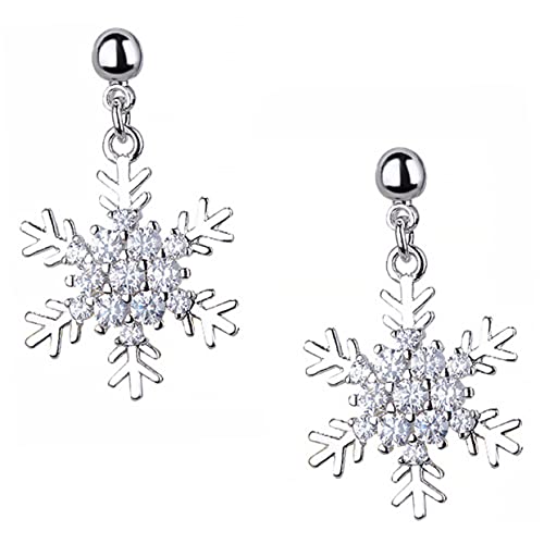 IMIKEYA Schneeflocken Ohrhänger Damen Weihnachts Ohrringe mit Funkelnden Strasssteinen Modischer Ear Drop Schmuck für Party Hochzeit und Alltag Komfortabel und Langlebig von IMIKEYA