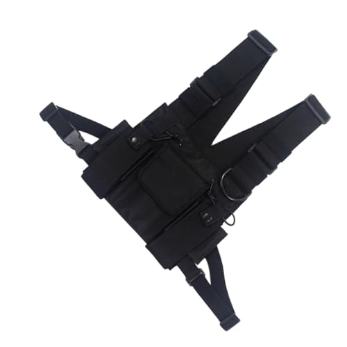 IMIKEYA Schwarze Multifunktionale Weste Bauchtasche mit Verstellbarem Gurt Leichte Utility Chest Pouch für Damen und Herren Vielseitige Hip Hop Tasche mit Mehreren Fächern für Alltag und von IMIKEYA