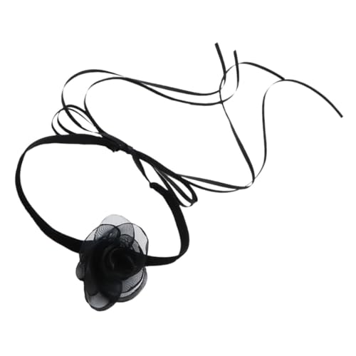 IMIKEYA Schwarzer Kamelienblüten Choker Halskette Damen Leichtes Stoffband Klassisch Elegantes Design Modekette für Party Halloween Valentinstag und Alltag von IMIKEYA