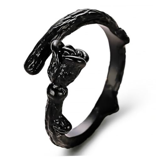 IMIKEYA Schwarzer Offener Rosenring Damen Kreativer Personalisierter Modeschmuck Leichter Kupfer Ring für Frauen Zubehör von IMIKEYA
