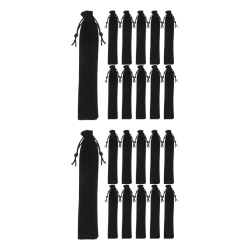 IMIKEYA Schwarzer Samt Federmäppchen Für Stifte – 25 Stück Kordelzug Bleistiftbeutel Für Schüler Und Studenten - Ideal Für Kugelschreiber Und Bleistifte - Elegantes Design von IMIKEYA